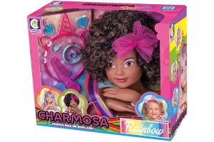 Boneca Fashion Rainbow Charmosa Negra com Acessórios - Cotiplás